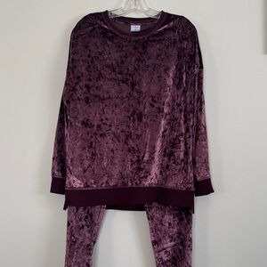 Secret Treasures Velvet Sleepwear Lounge set in Rich Burgundy